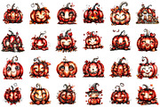 Whimsical Halloween Pumpkin Clipart, an Illustration by designcity5 (Thumbnail 2 of 5)