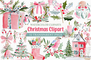 Watercolor Christmas Clipart, an Illustration by Craft Nest