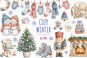 Cozy & Hygge Winter Clipart - 65 PNG
