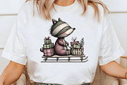 Funny Christmas Racoon Clipart, an Illustration by Libby Wishes (Thumbnail 4 of 7)