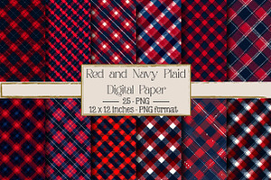 Red and Navy Plaid Patterns, a Texture Illustration by DreamPrint404