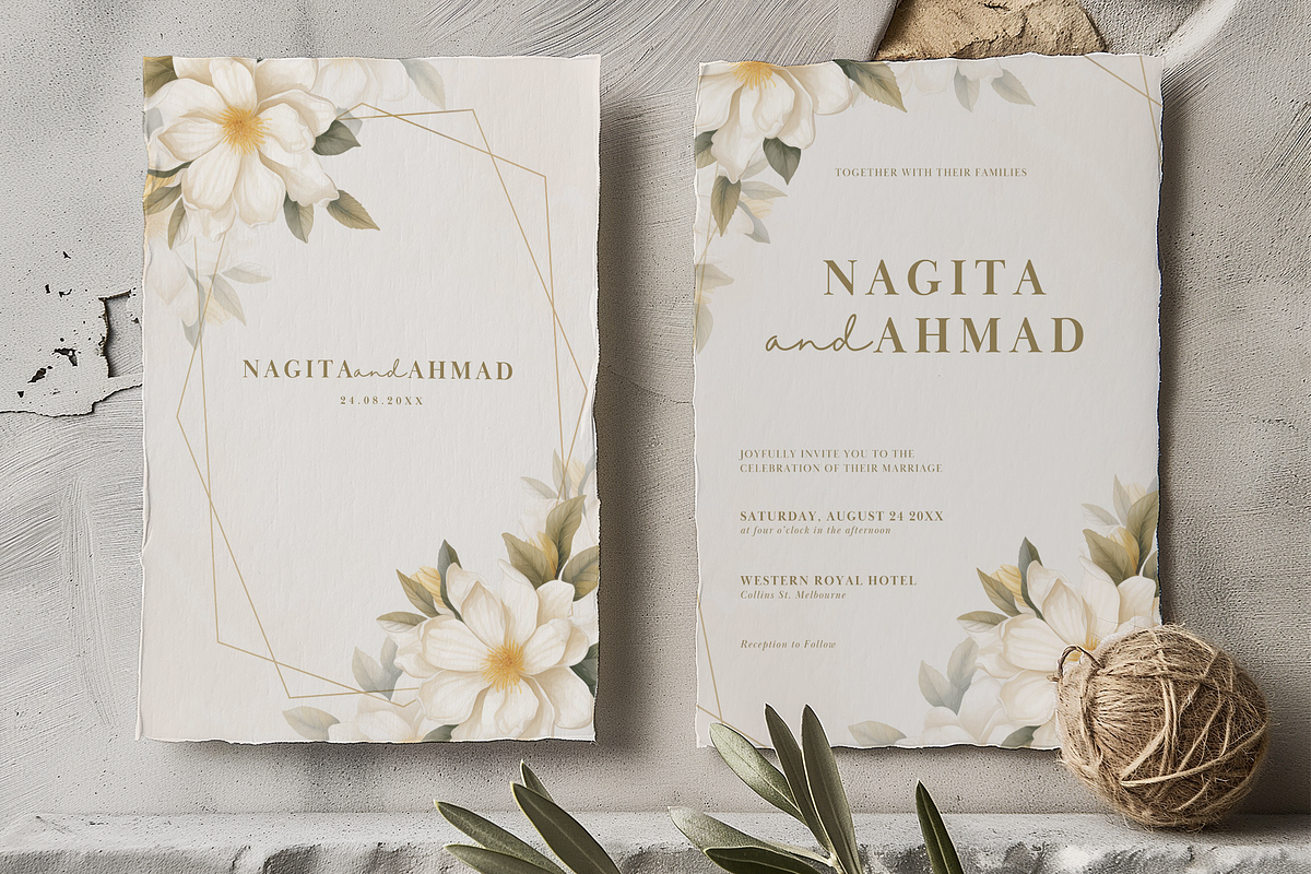 Floral Wedding Invitation Card Canva, an Invitation Template by kin9candra (Photo 4 of 8)