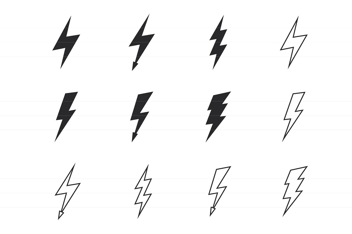 Lightnings Icons Set, an Outline Icon by Boyko Pictures (Photo 7 of 7)