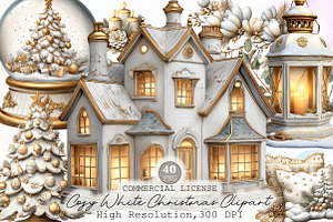 Watercolor Cozy White Christmas Clip, an Illustration by Sublimation Artist