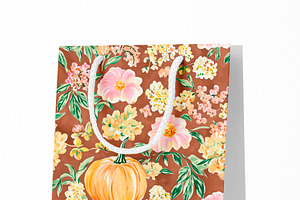 Seamless Chinoiserie Pumpkin Pattern