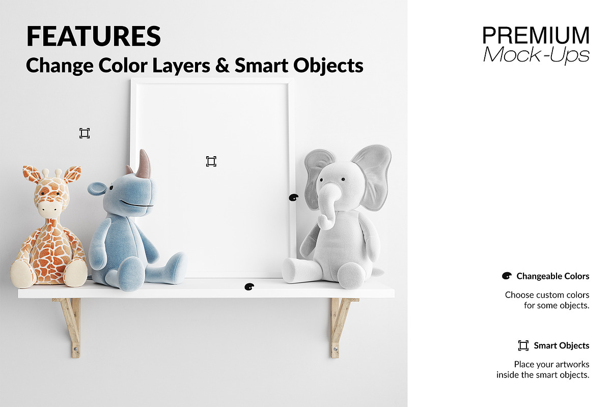 Nursery Wall & Frame Mockups, a Product Mockup by mock-ups (Photo 3 of 12)