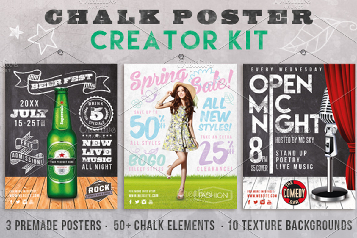 Chalk Poster Ad Creator Kit, a Flyer Template by SkyvaraSupply (Photo 1 of 6)