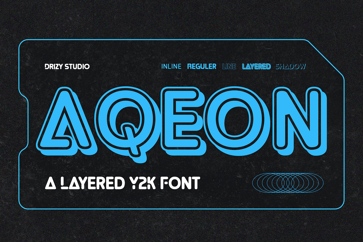 Aqeon - Layered Y2K Font, a Sans Serif Font by Drizy (Photo 1 of 8)