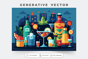Various cocktails and drinks are sho, a Graphic by Iftikhar Alam