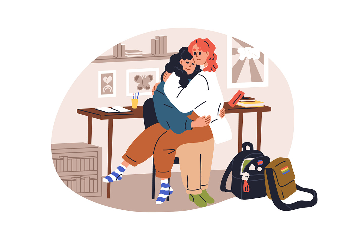 Teenagers love couples dating set, a Person Illustration by Good Studio (Photo 9 of 9)