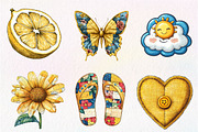 Yellow Patchwork Summer Clipart, an Illustration by CreationArt (Thumbnail 2 of 8)