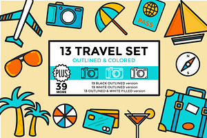 Travel Set Outlined & Colored