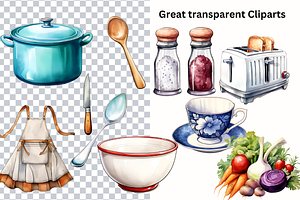 Cooking Clipart Watercolor Kitchen