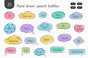 Hand Drawn Speech Bubbles, a Graphic by PixMarket
