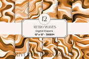 Seamless Retro Waves Backgrounds, a Background Graphic by Rivermill Printables (Thumbnail 1 of 2)