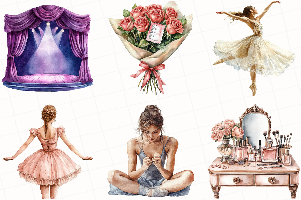 Watercolor Ballet Whisper Clipart, an Illustration by OK Design (Photo 2 of 5)