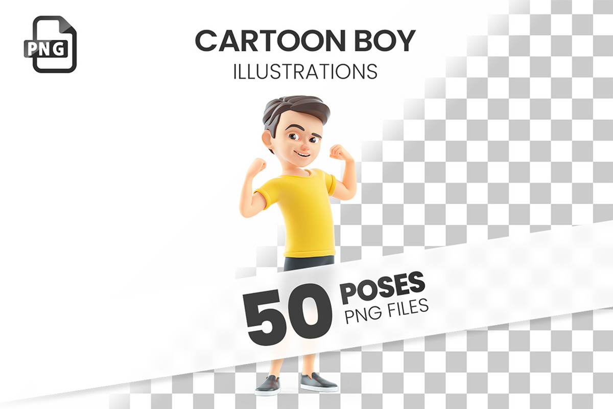 Cartoon Boy – Set of 50 Poses, a Person Illustration by 3DMask (Photo 1 of 6)