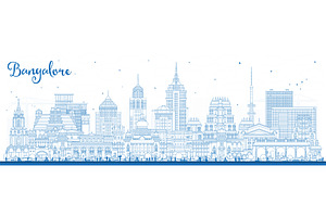 Outline Bangalore India city skyline, an Illustration by Booblgum