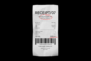 Сrumpled Receipt Mockup, a Merchandise Mockup by Design Squad