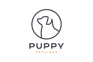 dog side view line style simple logo, a Branding & Logo Template by devastd