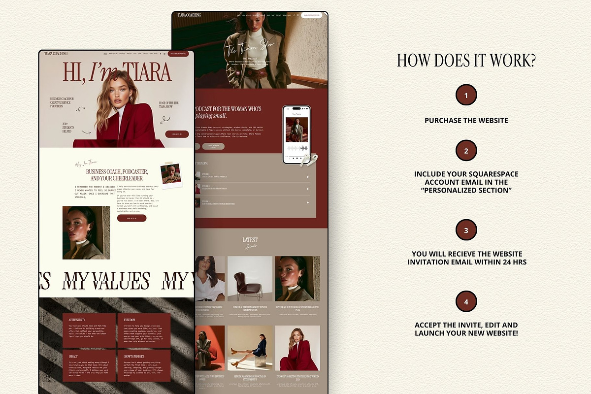 Red Squarespace Template for coaches, a Squarespace Template by Row Creative (Photo 2 of 10)