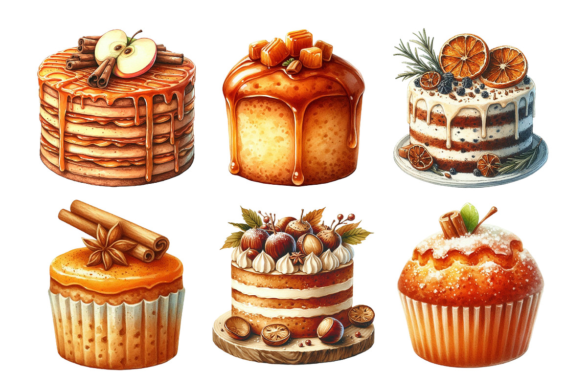 Autumn Cake Clipart Bundle, an Illustration by Daily.Designs (Photo 3 of 5)