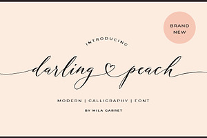 Darling Peach Wedding Heart Script, a Script Font by Mila Garret