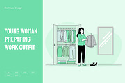 Young Woman Preparing Work Outfit, a Person Illustration by Partikusi Design (Thumbnail 1 of 3)