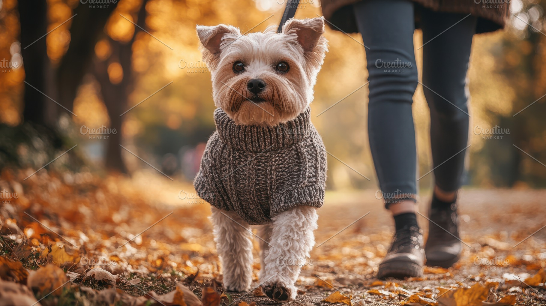 A dog enjoys an autumnal walk, dress, an Animal Photo by Pixeness Studio