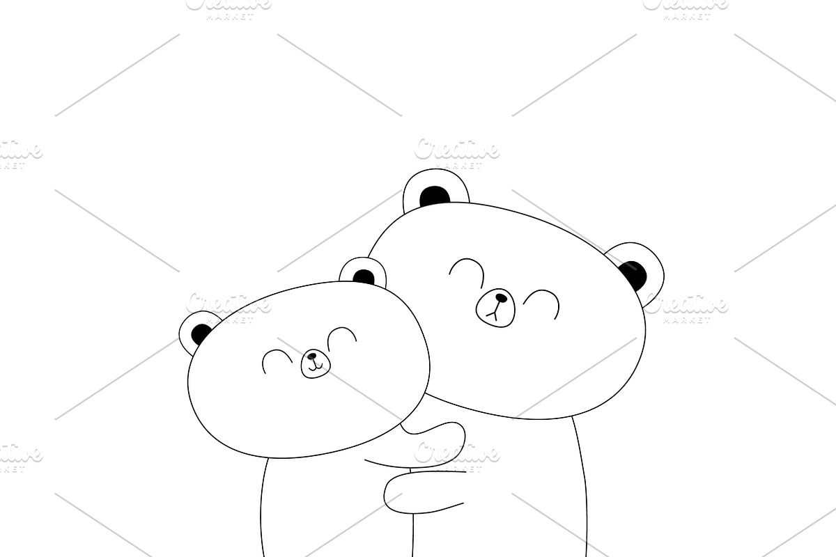 Bear hugging couple family. Mother, an Animal Illustration by Worldofvector