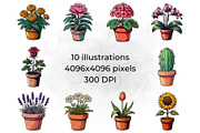 Flower Pot Clipart Garden PNG Art, a Decorative Illustration by QM_ART (Thumbnail 2 of 7)