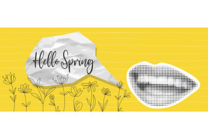 Hello Spring horizontal banner in, an Illustration by Tati_Kli