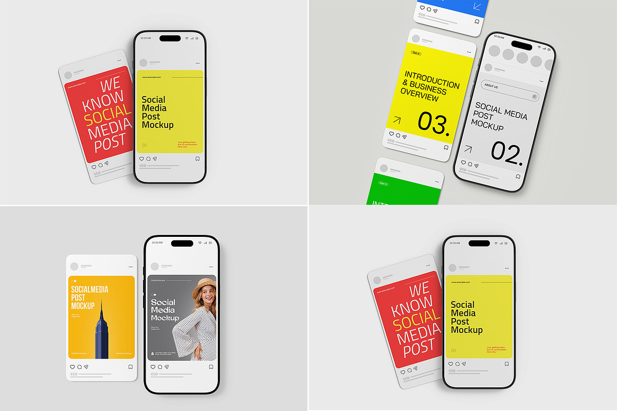 Phone with Social Media Post Mockup, an iPhone Mockup by graphypix (Photo 1 of 7)