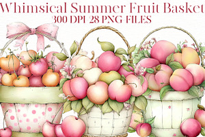 Whimsical Summer Fruit Basket Clipar, an Illustration by Designworld