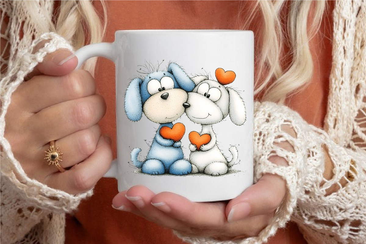 Cute-whimsical Valentine Fluffy Dogs, an Animal Illustration by designcity5 (Photo 5 of 5)