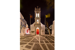 Church with bell tower in Mykonos, an Architecture Photo by kavalenkava