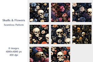 Skull Halloween Seamless Pattern