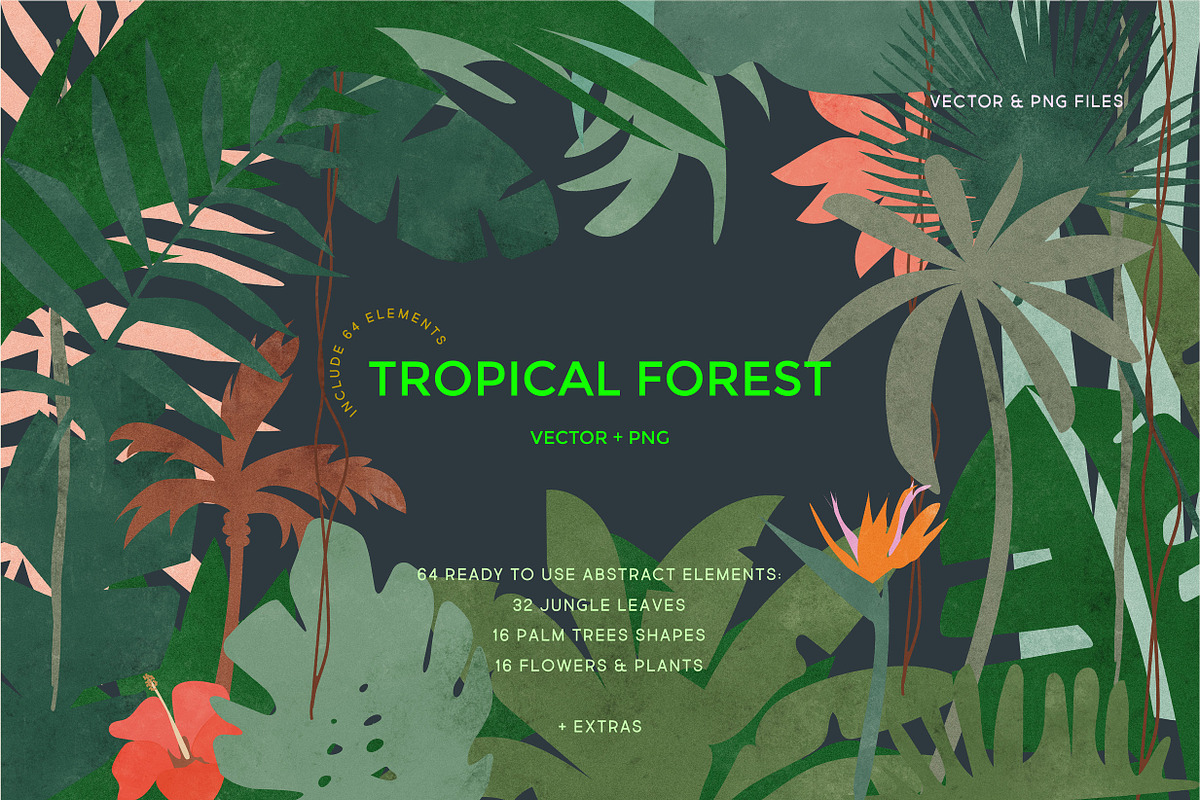 TROPICAL FOREST JUNGLE LEAVES, an Illustration by All This Concept (Photo 1 of 10)