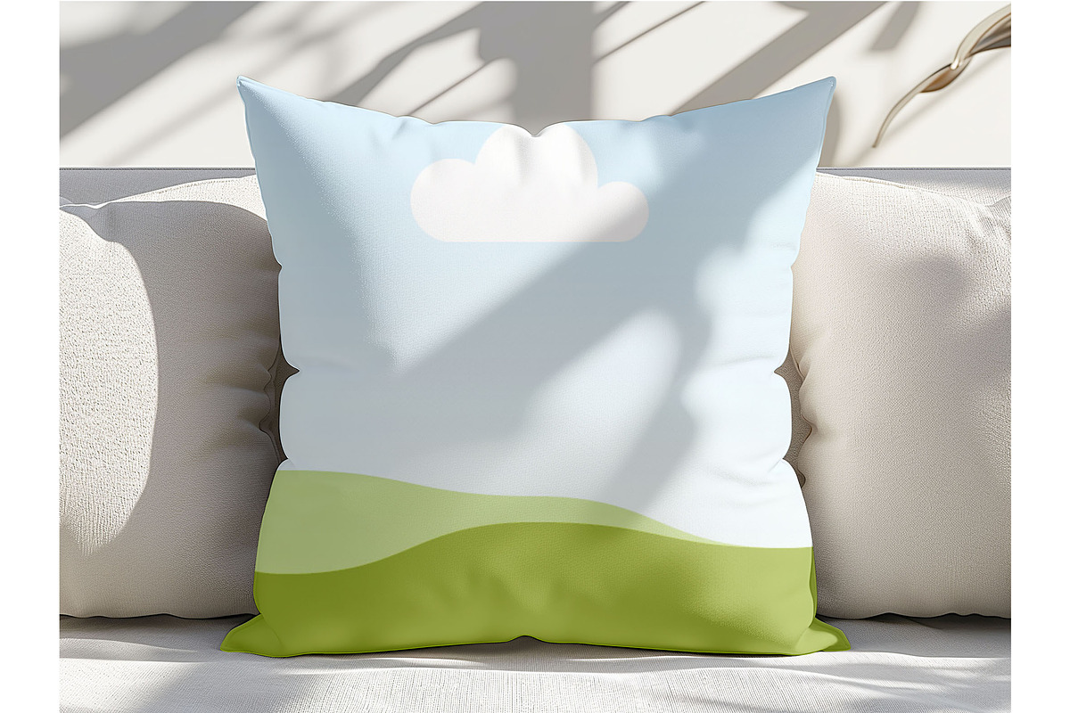 Living Room Square Pillow Mockup, a Household Mockup by NoemieDesigns (Photo 2 of 11)