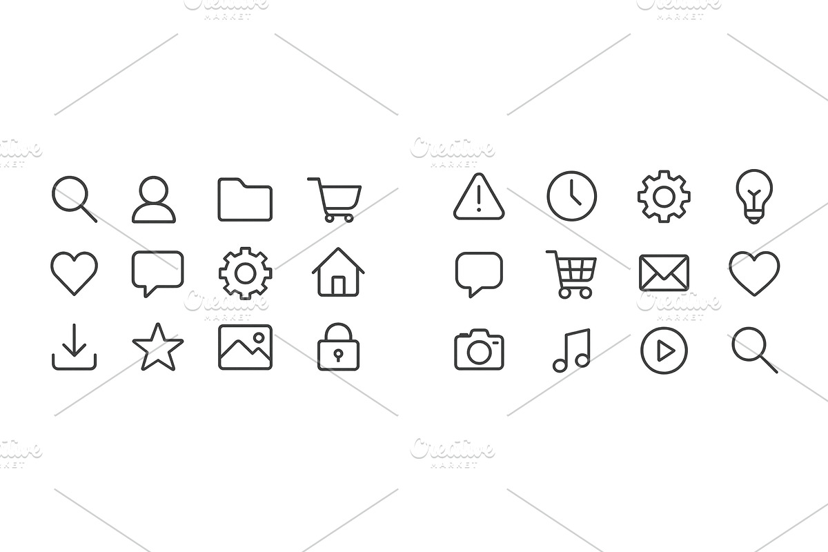 Variety of minimalist line icons, a Technology Illustration by ZinetroN