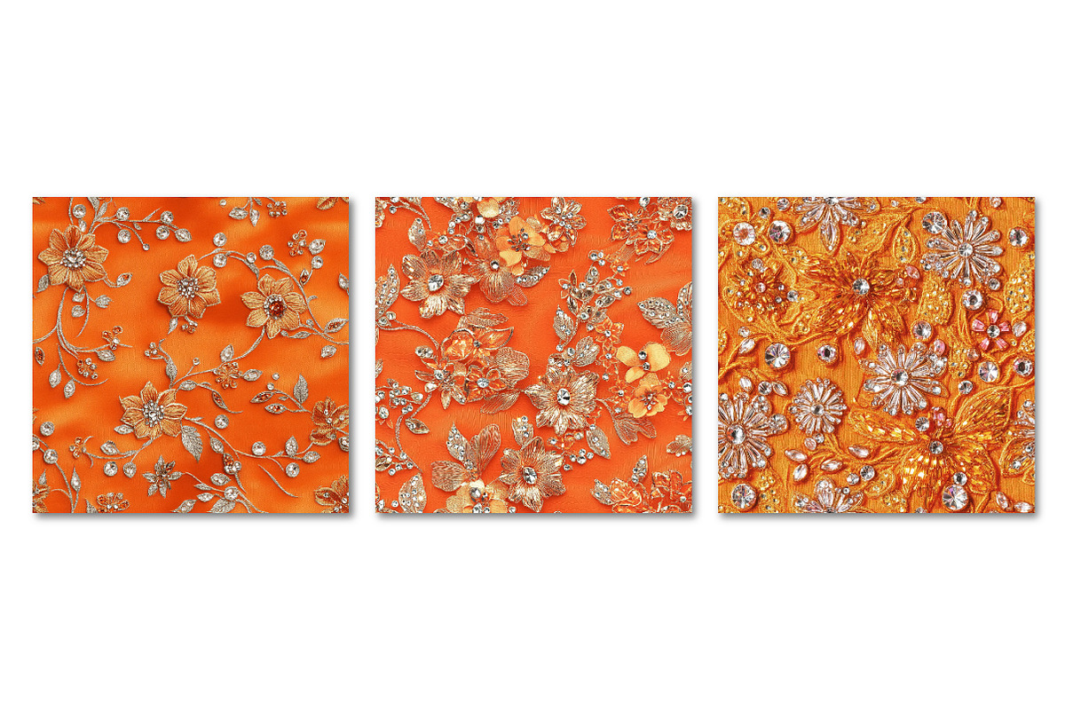 Rhinestone Embroidery Orange Fabric, a Texture Graphic by Dream Creation (Photo 5 of 5)