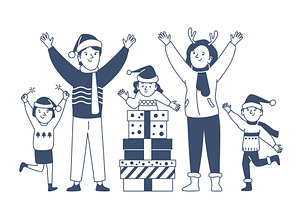 Children receive christmas gifts, an Illustration by LadadikArt