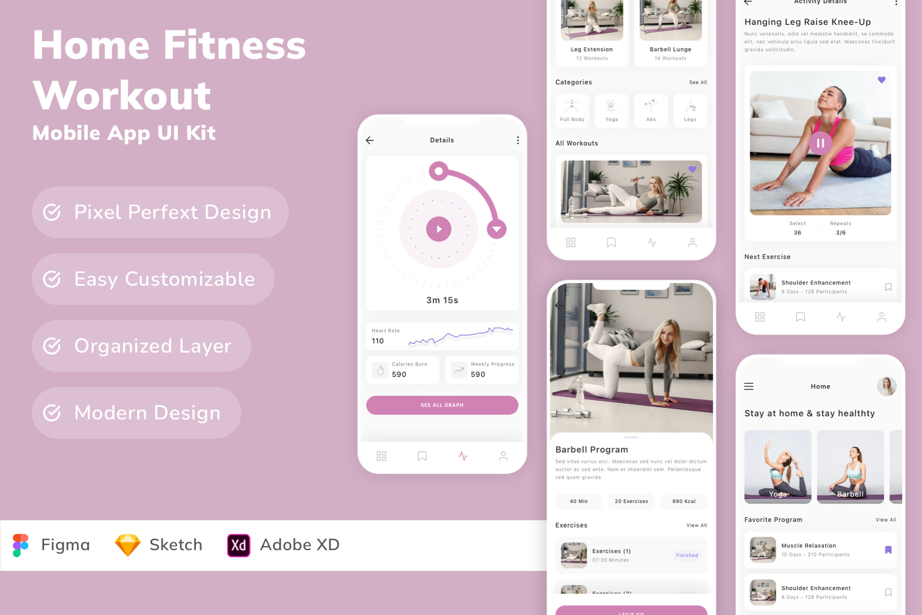 Home Fitness & Workout App UI Kit | UI Kits and Libraries ~ Creative Market
