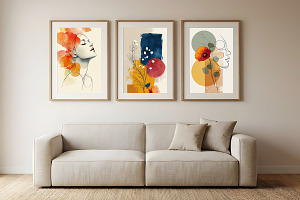 Abstract Feminine Portrait Wall Art, a Poster Template by Pixeness Studio