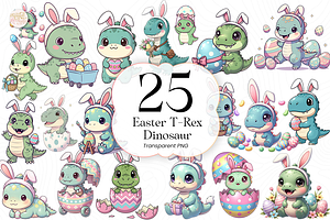 Cute Easter T-Rex Dinosaur PNG., an Animal Illustration by KennedyStudio