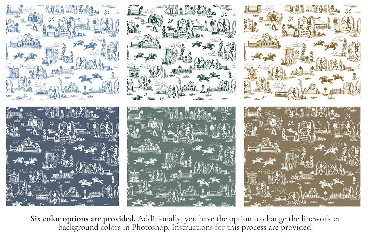 Equestrian Illustrated Print, a Pattern Graphic by Hughes Studio (Photo 2 of 8)