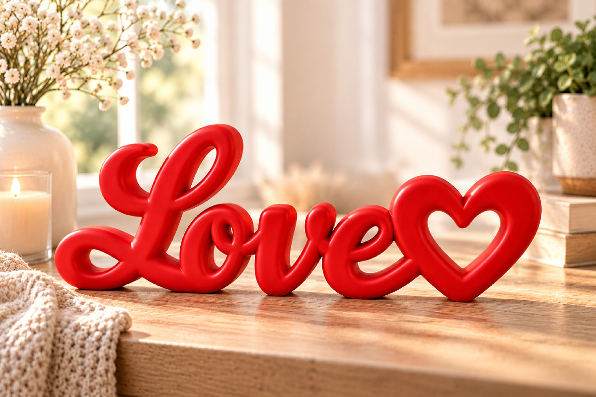 Love Heart Cursive Word SculptureSTL, a Scene 3D Model by Layerology (Photo 3 of 3)