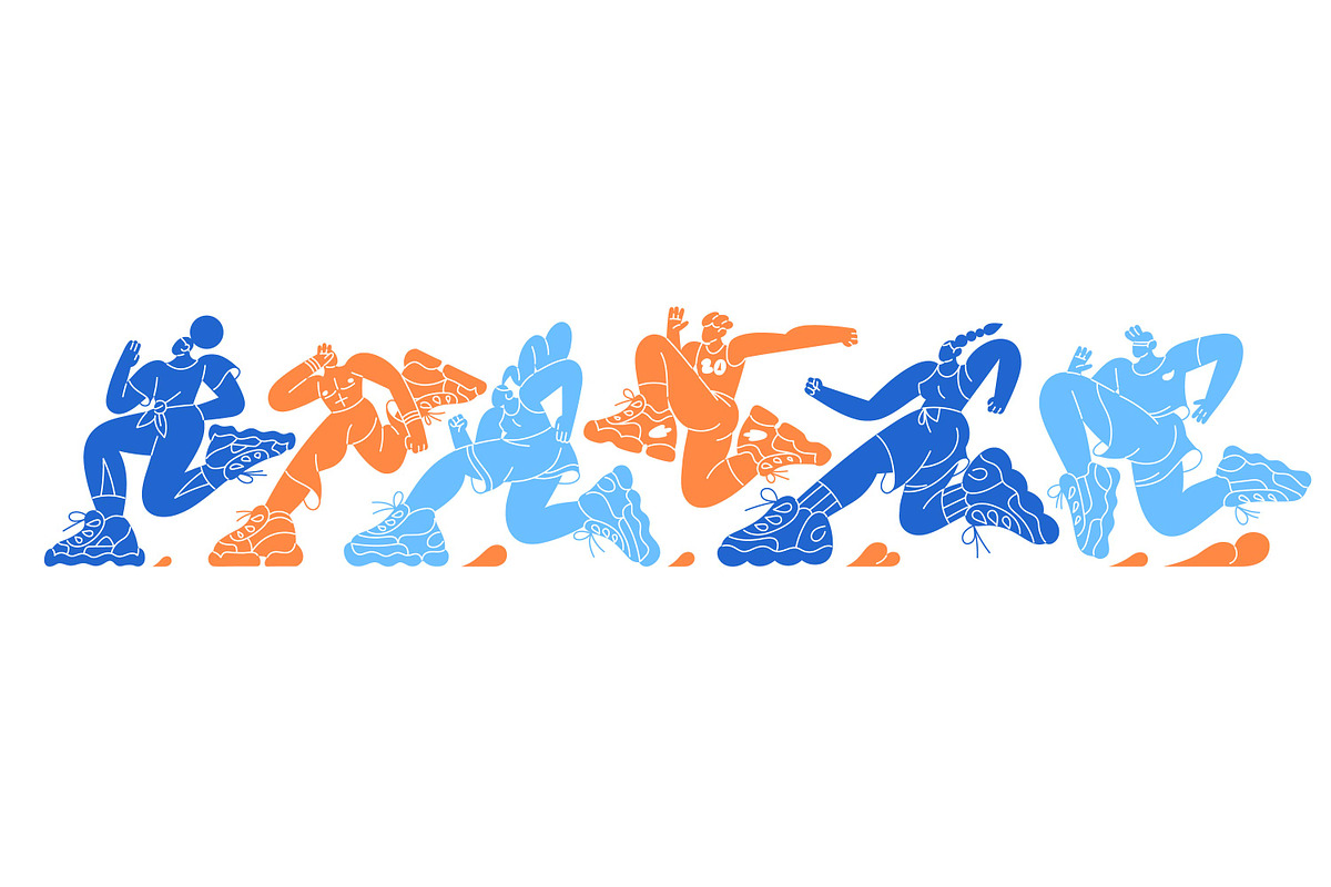 Running people set + backgrounds, a Sport Illustration by PaperTrident (Photo 4 of 13)