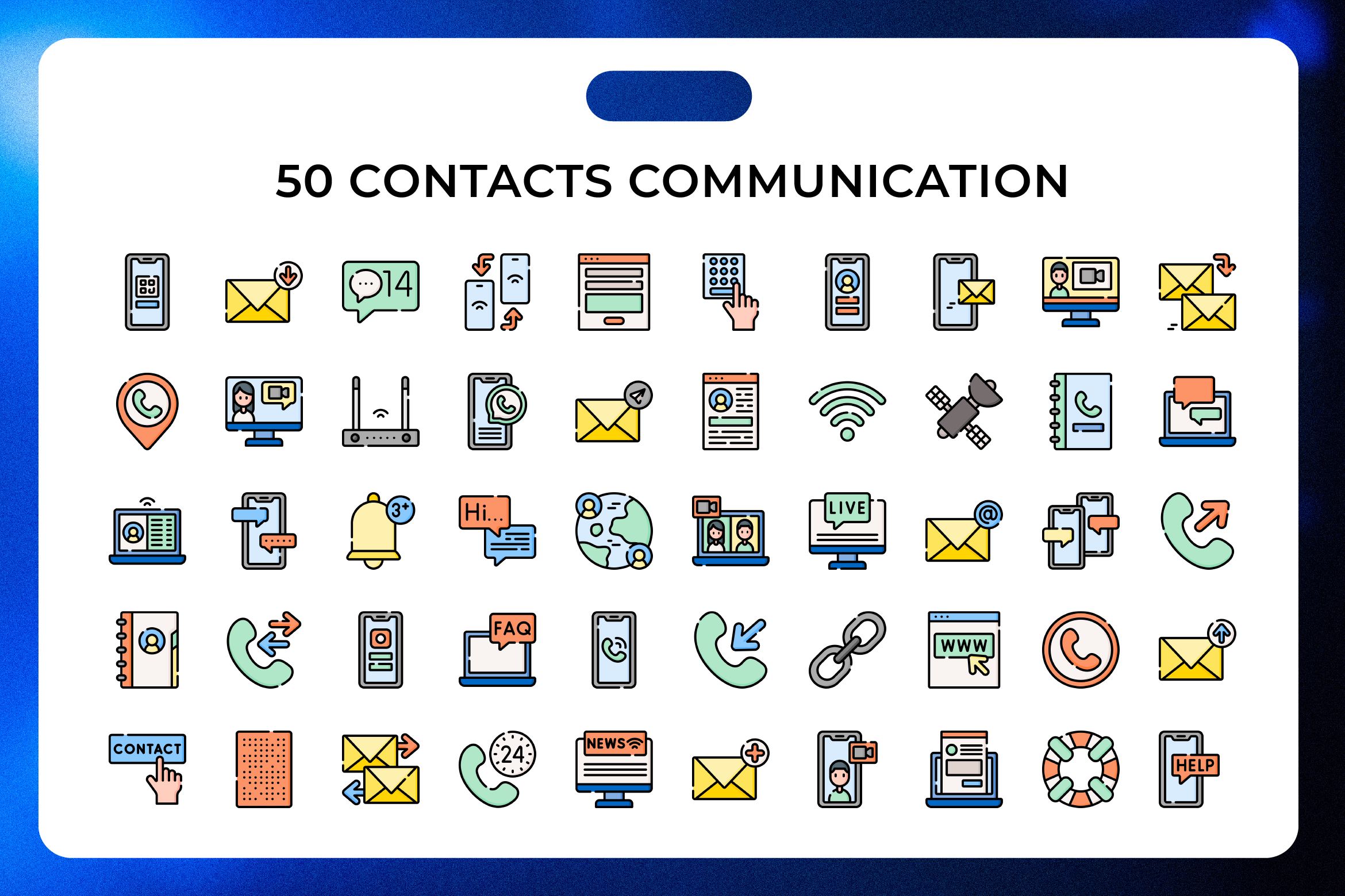 50 Contacts Communication Icons, an Icon by Wencory