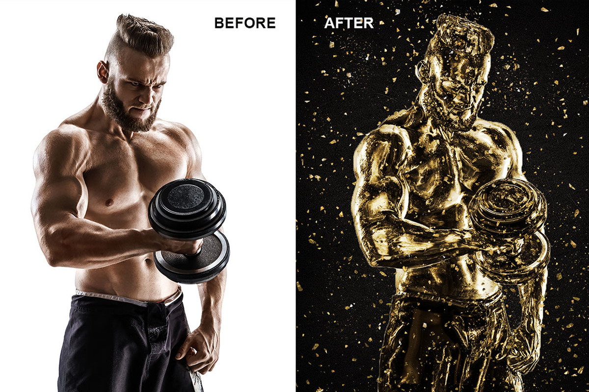 Gold Sprinkle Photoshop Action, an Action Add-On by DESIGNAVO